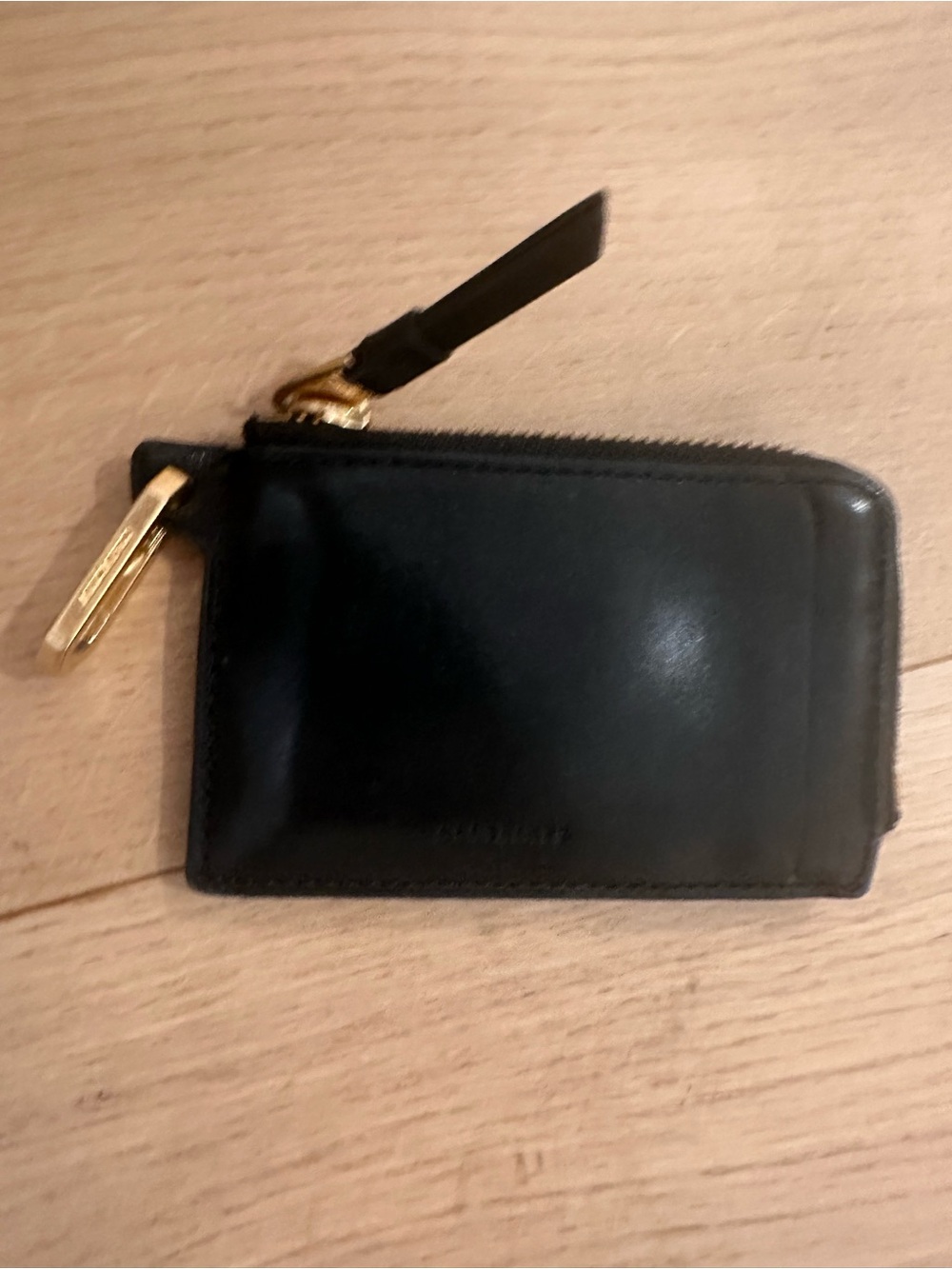 All Saints Black Leather Zip Card Wallet - Compact Phone Accessory